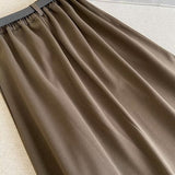 Women Skirt Autumn and Winter Woolen Skirt A- Line Dress Belt