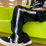 Men Sweatpants Ice Silk Leggings Striped Mopping Casual Trend All-Matching Straight