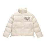 Men Cotton Padded Jacket Men's Cotton Jacket Simple Letters Embroidered Stand Collar