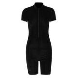 Women Jumpsuit Women's Spring Sexy Zipper Short-Sleeved Jumpsuit
