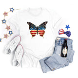 National Flag Day T Shirts Summer round Neck T-shirt Women's Short Sleeve Independence Day Women