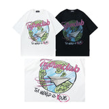 Men's T Shirt Printed Distressed Short-Sleeved T-shirt Men's and Women's Retro Loose