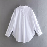 Women T-Shirt Loose Boyfriend Style White Shirt Vintage Sun Protection Long Sleeve