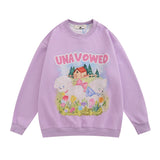 Men Hoodie Animal Lamb Oil Painting Printed Crew Neck Sweatshirt