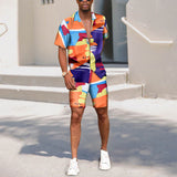 Men Co-Ords Printed Short-Sleeved Shorts Summer Casual Suit