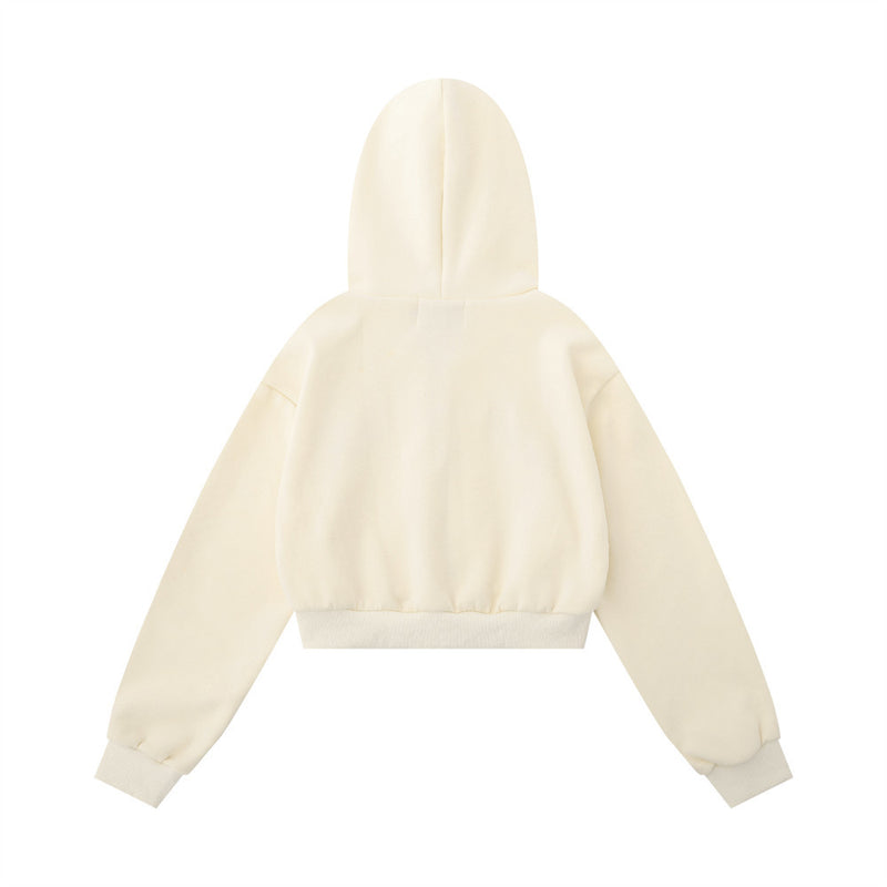 Women Hoodie Cropped Hoodie Girls Spring and Autumn Loose Cardigan Coat