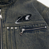 Men Fleece Lined Hoodie Spring and Autumn Denim Jacket Men Vibe Washed and Worn Denim Jacket