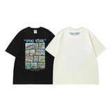 Men T Shirt Vintage College Style Sweet Cool Printed Couple Short Sleeve T-shirt Men and Women