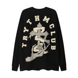 Men Long Sleeve Shirt Long T-shirt Men's and Women's Trendy Loose Street American Long Sleeve Top