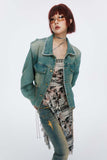 Unisex Jacket Autumn Drawstring Short Denim Coat Women's Clothing