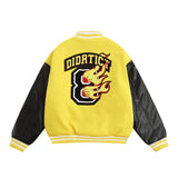 Men Cotton Mixed Jacket Coat Embroidered Letters Thick Baseball Uniform Coat Men's Clothing Winter Color Matching