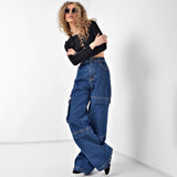 Women Cargo Pants Jeans Women's Spring and Autumn Straight-Leg Pants Loose Casual Pants