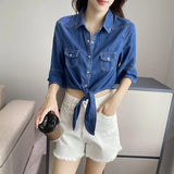 Women T-shirt Baggy Coat Women's Short Denim Jacket