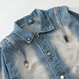 Men Denim Jacket Patterned Denim Jacket Men's Stitching Denim Clothes Jacket Autumn