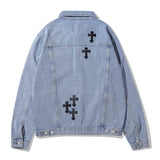 Men Denim Jacket Embroidered Washed Jeans Men's Ins Loose Jacket