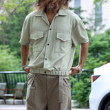 Men's Shirt Cotton Cardigan Front Pocket