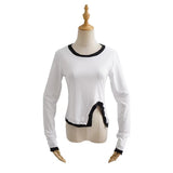 Women T-Shirt Spring Split Slim Fit Long-Sleeved T-shirt