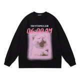 Men Long Sleeve Shirt Dark Graffiti Retro Loose Long Sleeve Bottoming T-shirt for Men and Women