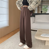 Palazzo Pants Woolen Straight Trousers Loose Casual Wide Leg Pants Straight