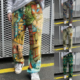 Men Pant Printed Loose Trousers Casual Trousers
