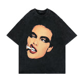 Men T Shirt Short-Sleeved T-shirt Men's and Women's Printed Washed Retro Personality