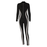 Women Jumpsuit Fashion Stitching Long Sleeve Sports Yoga Jumpsuit