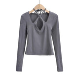 Women T-Shirt Women's Spring V-neck Long Sleeve T-shirt