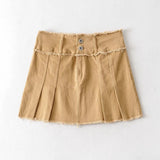 Women Skirt Raw Edge Denim Skirt Women's Retro