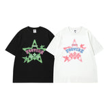 Men T Shirt Five-Pointed Star Printed Short-Sleeved T-shirt Men and Women Ins Style Couple