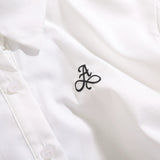 Women Long Sleeve Shirt White Shirt for Girls Spring and Autumn Casual Polo Collar Embroidered Shirt