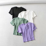 Women T-Shirt Spring Slim-Fit Short-Sleeved round Neck T-shirt