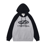 Men Hoodie Loose Retro Pullover Contrast Color Stitching Sleeves Sports Hoodie