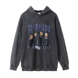 Men Hoodie Print Hooded Pullover Male Loose Wash Distressed