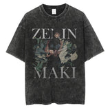 Hip Hop Streetwear Japanese Anime Graphic T Shirt Washed