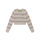 Women Sweater round Neck Sweater for Girls Autumn Casual Short