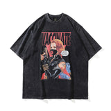 Men T Shirt Vintage Cartoon Printed Short Sleeve T-shirt for Men and Women