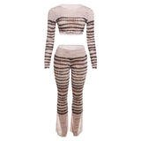 Women Co-Ord Set Autumn Fashion Sexy Stripes Printing