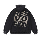Men Hoodie Angel Character Printed Sweater Men's Washed and Worn Loose Hooded Pullover Top