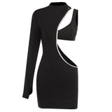 Women Dresses Hip Skirt Sexy Slim One Shoulder Hollow Dress
