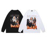 Men Long Sleeve Shirt Gothic Style Printed Sweater Men's and Women's Hip Hop Retro Long Sleeve T-shirt