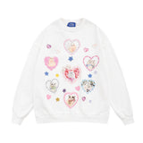 Men Hoodie Printed Crew Neck Sweatshirt Boys Spring and Autumn Long Sleeve Casual Loose