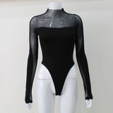 Women Jumpsuit Stitching Long Sleeve Jumpsuit Top T-shirt