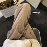 Men Sweatpants Men's Waffle Design Casual Pants Straight Loose