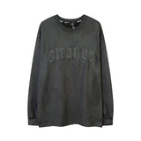 Men Long Sleeve Shirt Embroidered Letter Long Sleeve T-shirt Men and Women Loose Retro