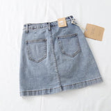 Women Skirt Short Denim Skirt Spring and Summer Retro Denim Skirt