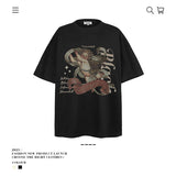 American vintage street T-shirt retro men's summer loose half-sleeved shirt