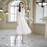 Slutty Wedding Dress Spring and Summer Dress Long Sleeve Slim Fit
