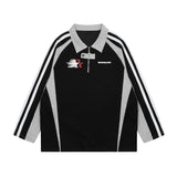 Men Hoodie Lapel Sports Sweater Men's Spring and Autumn Long Sleeve Loose Polo Shirt Pullover Top