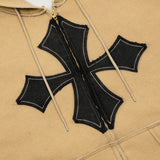 Men Hoodie Cross Paste Cloth Embroidery Hooded Jacket