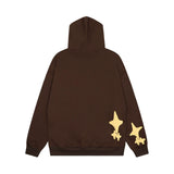 Men Fleece Lined Hoodie Foam Star Letters Hooded Sweater Boys Autumn and Winter Zipper Coat
